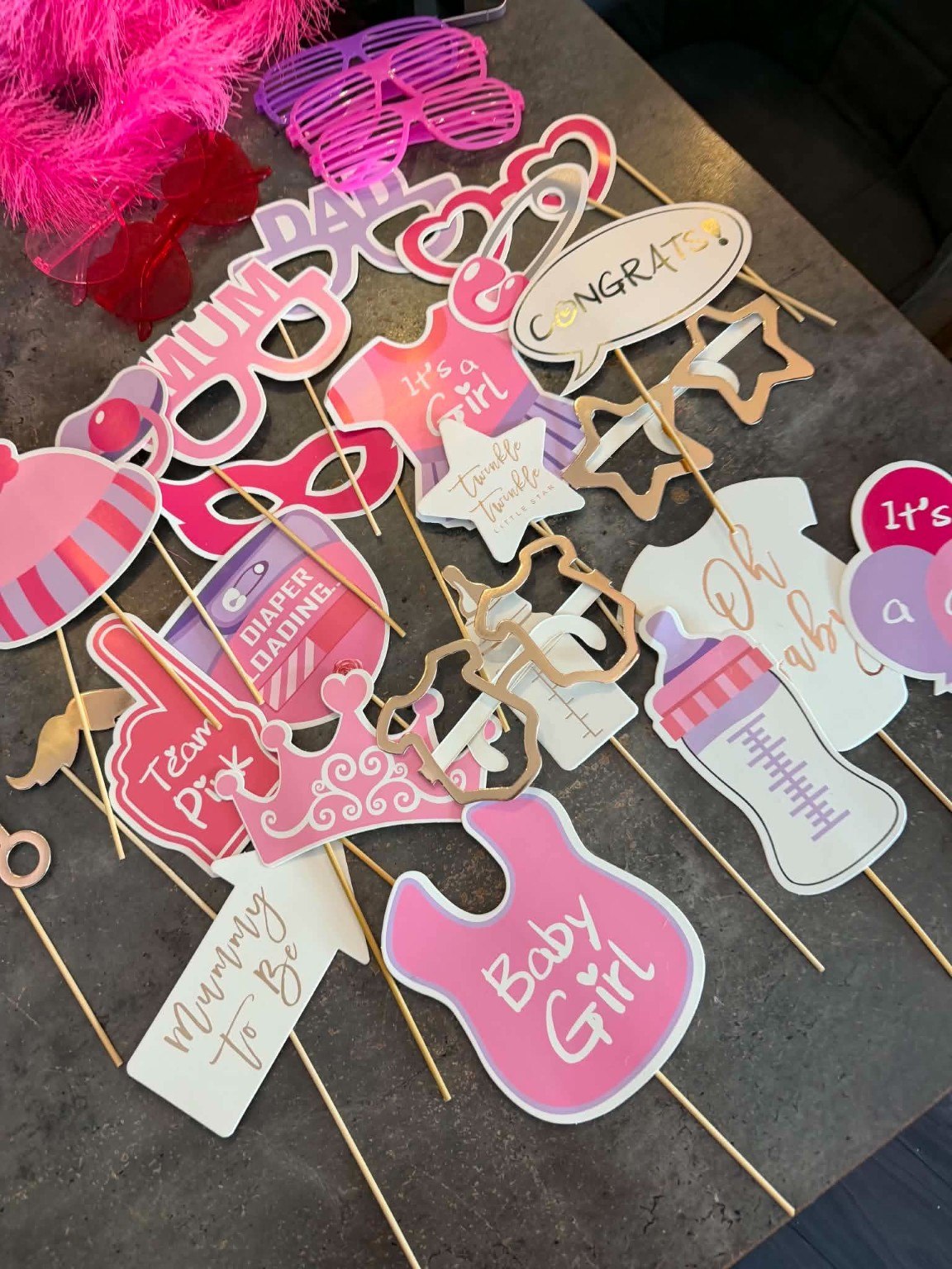 A colourful selection of fun photo booth props